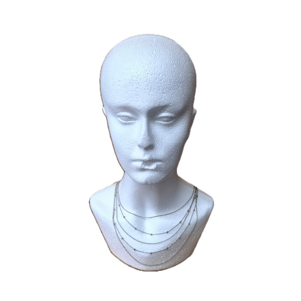 Sterling Silver 5 Layer Necklace Italian 925 BSI Multi Strand Adjustable Chain